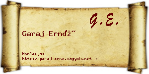 Garaj Ernő névjegykártya